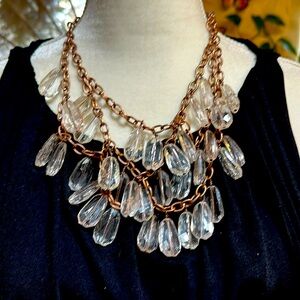 Vintage J Crew Copper and Faceted Resin Chandelier Necklace